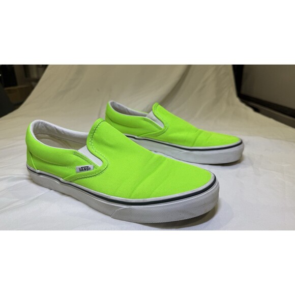 VANS Classic Canvas Slip-On Low Top Neon Green Unisex US Men 8 / Women 9.5 - Picture 4 of 10